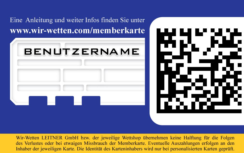 Wir-Wetten üyelik kartı